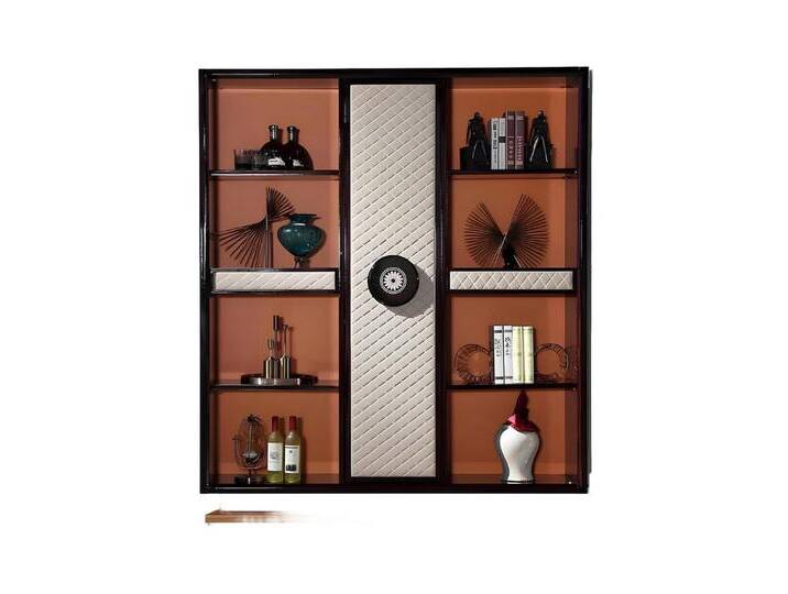 Xlmoebel Vitrine Exklusiver Designer-Schrank mit Holz und Leder für Bücher (Vitrine) Hergestellt in Europa, schwarz von Ritzenhoff-&-Breker