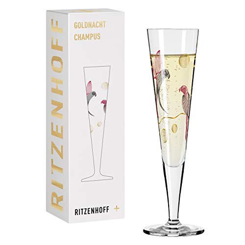 RITZENHOFF 1071016 Champagnerglas 200 ml – Serie Goldnacht Nr. 16 – Edles Designerstück mit Echt-Gold – Made in Germany von RITZENHOFF