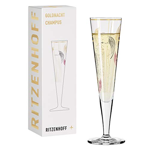 RITZENHOFF 1071018 Champagnerglas 200 ml – Serie Goldnacht Nr. 18 – Edles Designerstück mit Echt-Gold – Made in Germany von RITZENHOFF