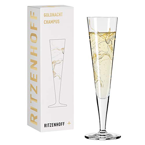 RITZENHOFF 1078278 Champagnerglas 200 ml – Serie Goldnacht Nr. 8 – Edles Designerstück mit Echt-Gold – Made in Germany von RITZENHOFF