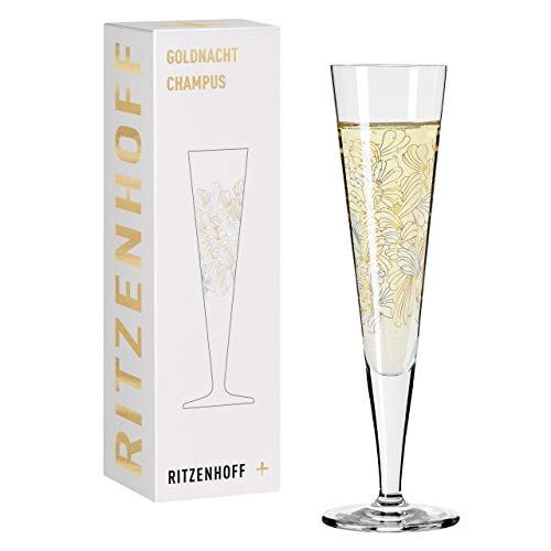 RITZENHOFF 1078279 Champagnerglas 200 ml – Serie Goldnacht Nr. 9 – Edles Designerstück mit Echt-Gold – Made in Germany von RITZENHOFF