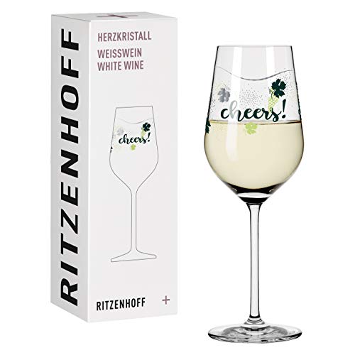 RITZENHOFF 3018029 Weißweinglas 300 ml – Serie Herzkristall Nr. 5 – Glas mit Schriftzug und Platin – Made in Germany von RITZENHOFF