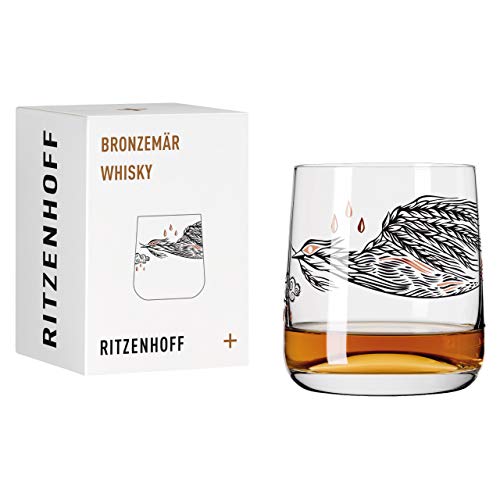 Ritzenhoff 3548003 Tumbler 400 ml – Serie Bronzemär Motiv Nr. 2 mit Kupfermetallic & Moorschneehuhn – Designerstück von RITZENHOFF