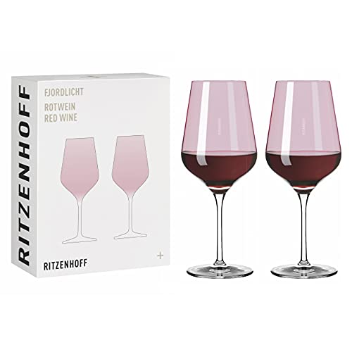 Ritzenhoff 3631003 Rotweinglas 500 ml – Serie Fjordlicht Nr. 3 – 2 Stück mit Farbverlauf Berry – Made in Germany von RITZENHOFF