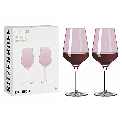 RITZENHOFF 3631003 Rotweinglas 500 ml - Serie Fjordlicht Nr. 3, 2 Stück mit Farbverlauf Berry - Made in Germany von RITZENHOFF