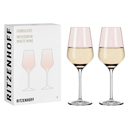Ritzenhoff 3641001 Weißweinglas 300 ml – Serie Fjordlicht Nr. 1 – 2 Stück mit Farbverlauf Peach – Made in Germany von RITZENHOFF