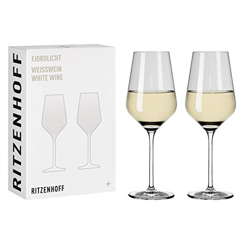 RITZENHOFF 3641002 Weißweinglas 300 ml – Serie Fjordlicht Nr. 2 – 2 Stück mit Farbverlauf Grey – Made in Germany von RITZENHOFF