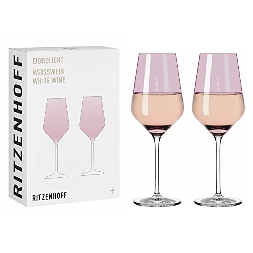 Ritzenhoff 3641003 Weißweinglas 300 ml – Serie Fjordlicht Nr. 3 – 2 Stück mit Farbverlauf Berry – Made in Germany von RITZENHOFF