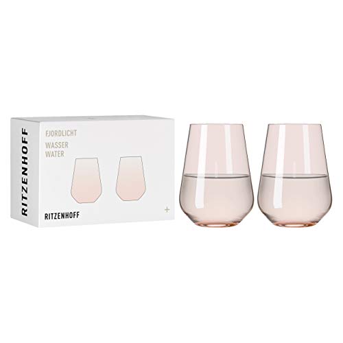 Ritzenhoff 3651001 Wasserglas 500 ml – Serie Fjordlicht Nr. 1 – 2 Stück mit Farbverlauf Peach – Made in Germany von RITZENHOFF