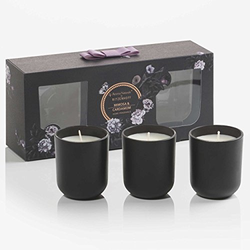 RITZENHOFF Aroma Naturals Noir 3er Set Kerzen, Mimosa & Cardamom, in Geschenkverpackung von RITZENHOFF