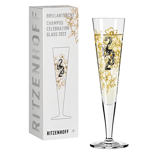 RITZENHOFF 1079013 Champagnerglas 200 ml - Brillantnacht Champagner 2023 - Designerstück mit Echt-Gold - Made in Germany von RITZENHOFF
