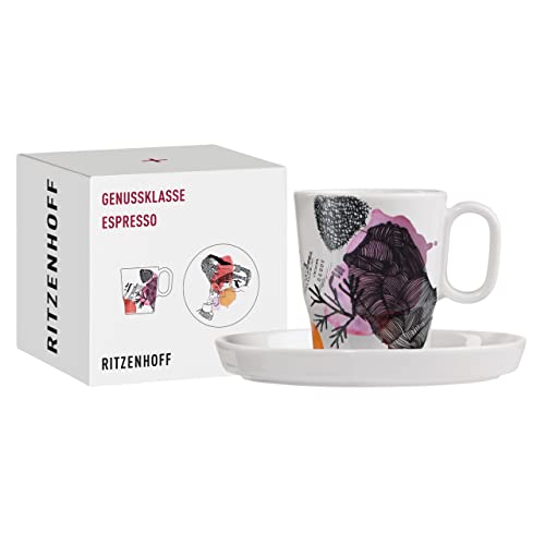 RITZENHOFF 3721002 Espresso-Tasse 95 ml - Serie Genussklasse Nr. 2 - Set mit Untertasse, aus Porzellan - Designerstück von RITZENHOFF