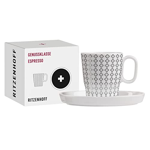 RITZENHOFF 3721003 Espresso-Tasse 95 ml - Serie Genussklasse Nr. 3 - Set mit Untertasse, aus Porzellan - Designerstück von RITZENHOFF
