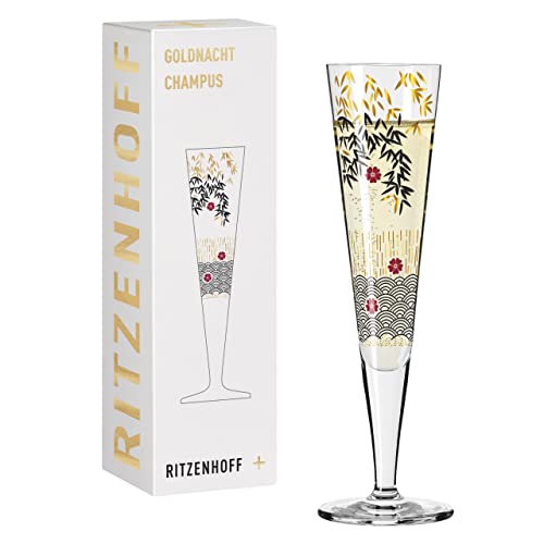 RITZENHOFF 1071019 Champagnerglas 200 ml – Serie Goldnacht Nr. 19 – Edles Designerstück mit Echt-Gold – Made in Germany von RITZENHOFF