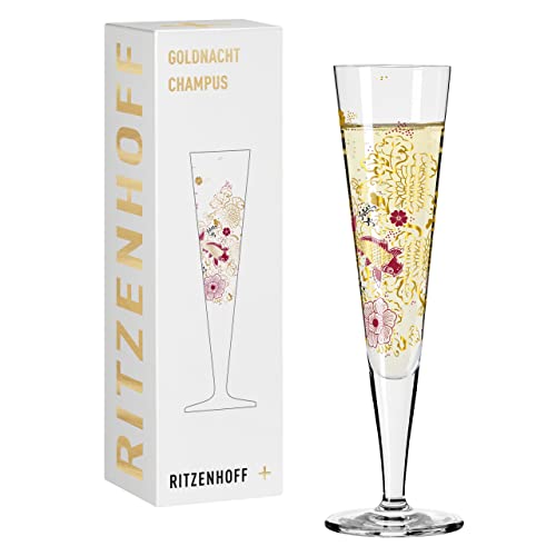 RITZENHOFF 1071023 Champagnerglas 200 ml – Serie Goldnacht Nr. 23 – Edles Designerstück mit Echt-Gold – Made in Germany von RITZENHOFF