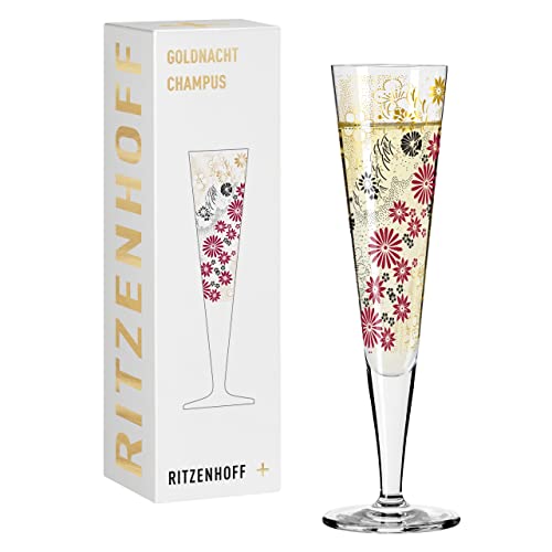 RITZENHOFF 1071024 Champagnerglas 200 ml – Serie Goldnacht Nr. 24 – Edles Designerstück mit Echt-Gold – Made in Germany von RITZENHOFF