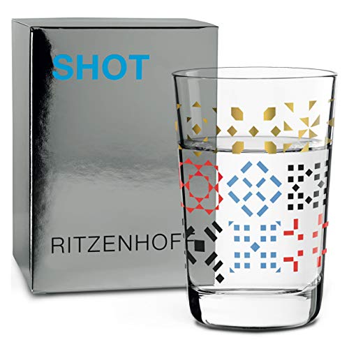 RITZENHOFF Next Shot Schnapsglas von Nuno Ladeiro, aus Kristallglas, 40 ml, Gold, Schwarz, Rot, Blau von Ritzenhoff