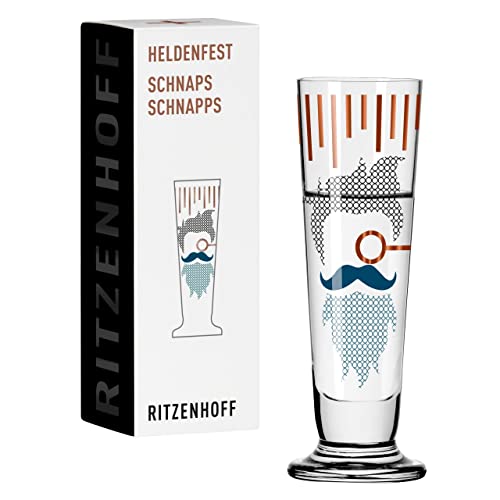 RITZENHOFF 1061010 Schnaps-Glas 40 ml - Serie Heldenfest, Motiv Nr. 10 - Barber – rund und mehrfarbig – Made in Germany von RITZENHOFF