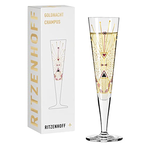 RITZENHOFF 1071025 Champagnerglas 200 ml – Serie Goldnacht Nr. 25 – Edles Designerstück mit Echt-Gold – Made in Germany von RITZENHOFF