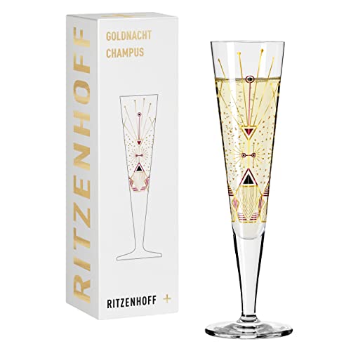 RITZENHOFF 1071025 Champagnerglas 200 ml - Serie Goldnacht Nr. 25 - Edles Designerstück mit Echt-Gold - Made in Germany von RITZENHOFF