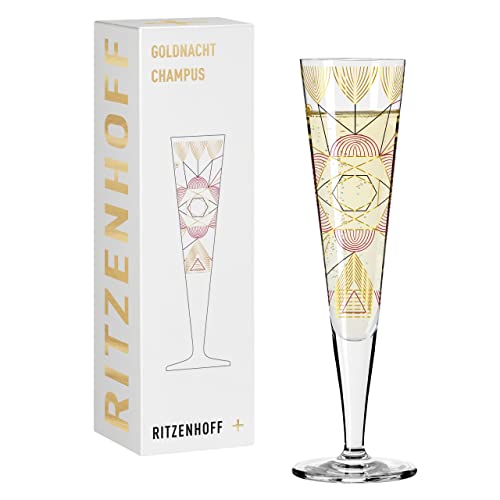RITZENHOFF 1071026 Champagnerglas 200 ml – Serie Goldnacht Nr. 26 – Edles Designerstück mit Echt-Gold – Made in Germany von RITZENHOFF