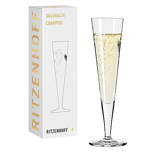 RITZENHOFF 1071035 Champagnerglas 200 ml - Serie Goldnacht Nr. 35 - Herz-Motiv mit Echt-Gold - Made in Germany von RITZENHOFF