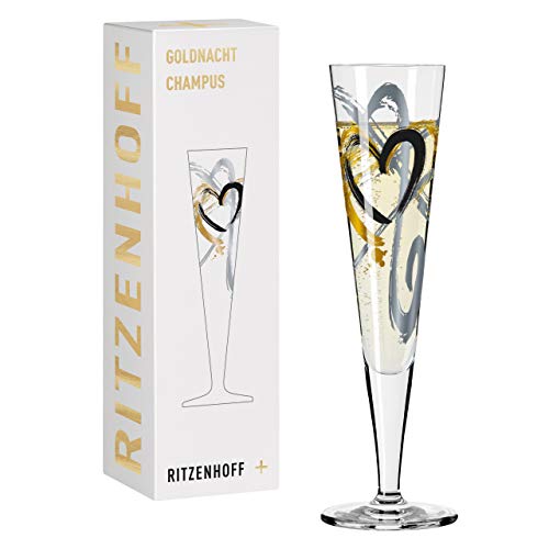 RITZENHOFF 1078190 Champagnerglas 200 ml - Serie Goldnacht Nr. 1 - Edles Designerstück mit Echt-Gold - Made in Germany von RITZENHOFF