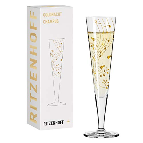 RITZENHOFF 1078202 Champagnerglas 200 ml – Serie Goldnacht Nr. 2 – Edles Designerstück mit Echt-Gold – Made in Germany von RITZENHOFF