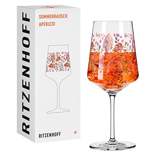 RITZENHOFF 2841016 Aperitif-Glas 500 ml – Serie Sommerrausch Nr. 16 – Aperizzo-Glas Laub-Motiv Orange – Made in Germany von RITZENHOFF