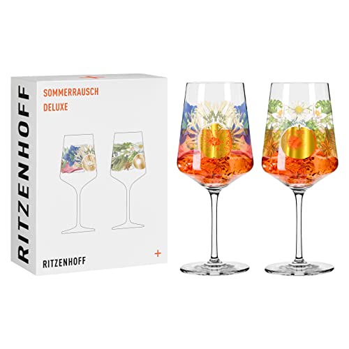 RITZENHOFF 2841017 Aperitif-Glas Sprizz 2er-Set 500 ml – Serie Sommerrausch Deluxe Nr. 17 + 18 mit bunter Collage – Made in Germany von RITZENHOFF