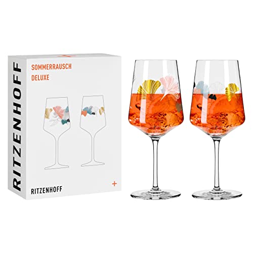 RITZENHOFF 2841018 Aperitif-Glas Sprizz 2er-Set 500 ml – Serie Sommerrausch Deluxe – mit Ginko-Motiv – Made in Germany von RITZENHOFF