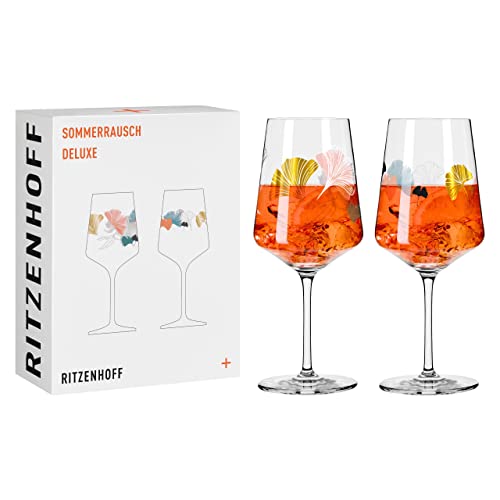 RITZENHOFF 2841018 Aperitif-Glas Sprizz 2er-Set 500 ml - Serie Sommerrausch Deluxe - mit Ginko-Motiv - Made in Germany von RITZENHOFF
