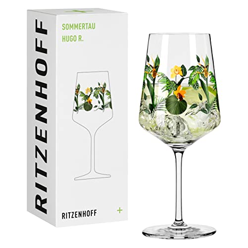 RITZENHOFF 2931016 Hugo-Glas 500 ml - Aperitif-Glas - Serie Sommertau - Motiv 16 mit Orchidee bunt - Made in Germany, Orange, Grün, Gelb von RITZENHOFF