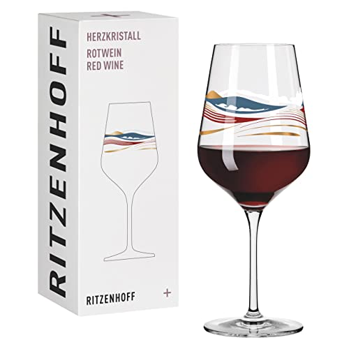 RITZENHOFF 3001007 Rotweinglas 500 ml - Serie Herzkristall Nr. 7 – Glas mit Landschaftsmotiv, Roségold – Made in Germany von RITZENHOFF
