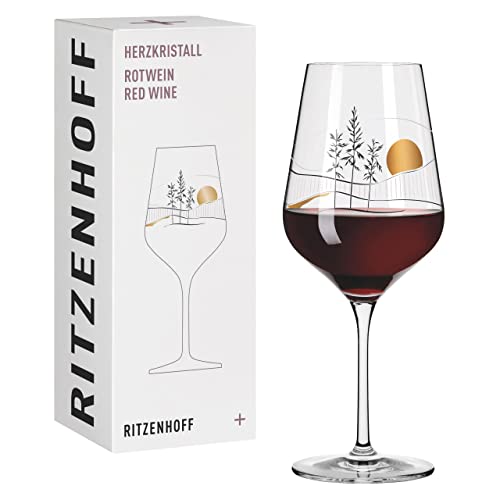 RITZENHOFF 3001008 Rotweinglas 500 ml - Serie Herzkristall Nr. 8 - Glas mit Japanmotiv in Roségold - Made in Germany von RITZENHOFF