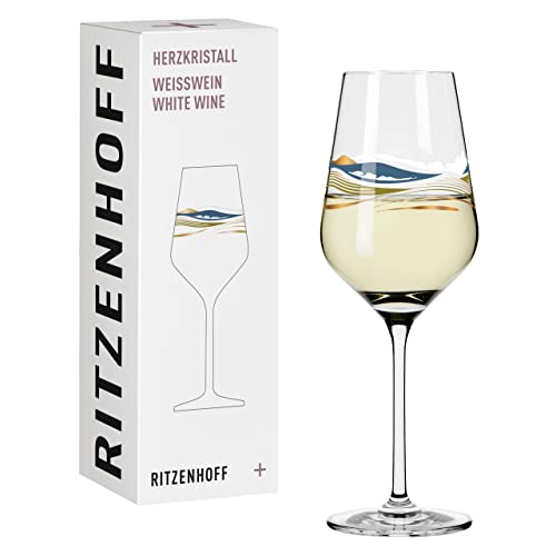 RITZENHOFF 3011007 Weißweinglas 300 ml - Serie Herzkristall Nr. 7 - mit Landschaftsmotiv in Roségold - Made in Germany von RITZENHOFF