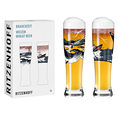 Ritzenhoff 3481006 Weizenbierglas 500 ml – 2er Set – Serie Brauchzeit Set Nr. 6 – 2 Stück mit mehrfarbigem Digitaldruck von RITZENHOFF