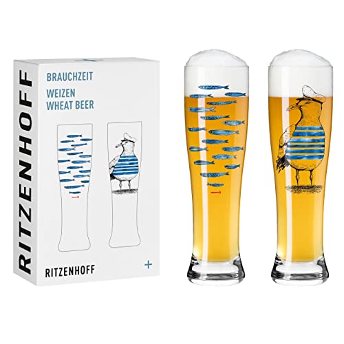 RITZENHOFF 3481007 Weizenbierglas 500 ml – 2er Set – Serie Brauchzeit Set Nr. 7 – 2 Stück mit mehrfarbigem Digitaldruck von RITZENHOFF