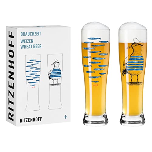 RITZENHOFF 3481007 Weizenbierglas 500 ml - 2er Set - Serie Brauchzeit Set Nr. 7, 2 Stück mit mehrfarbigem Digitaldruck von RITZENHOFF