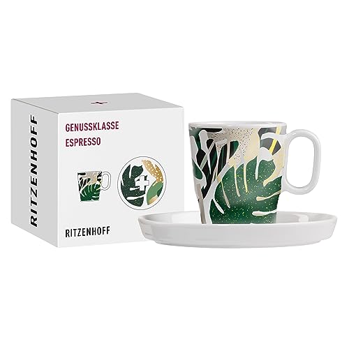 RITZENHOFF 3721004 Espresso-Tasse 95 ml - Serie Genussklasse Nr. 4 - Set mit Untertasse, aus Porzellan - Designerstück von RITZENHOFF