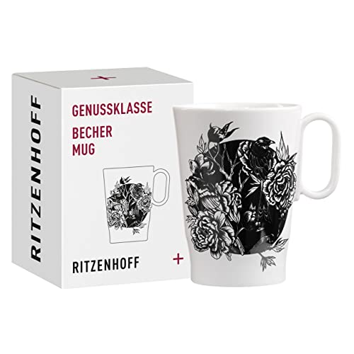 RITZENHOFF 3731002 Kaffee-Tasse 330 ml - Serie Genussklasse Nr. 2 - Porzellan-Becher mit Vogelmotiv - Designerstück von RITZENHOFF