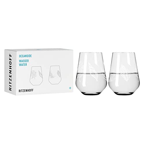 RITZENHOFF 3831001 Wasserglas 400 ml – 2er Set – Serie Oceanside Nr. 1 – 2 Stück mit Muschelmotiv – Made in Germany von RITZENHOFF