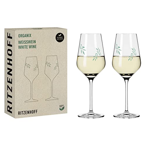RITZENHOFF 3922001 Weißweinglas 300 ml 2er Set - Organix Nr. 1 - organische Farbe Grün, 45% recyceltes Glas - Made in Germany von RITZENHOFF
