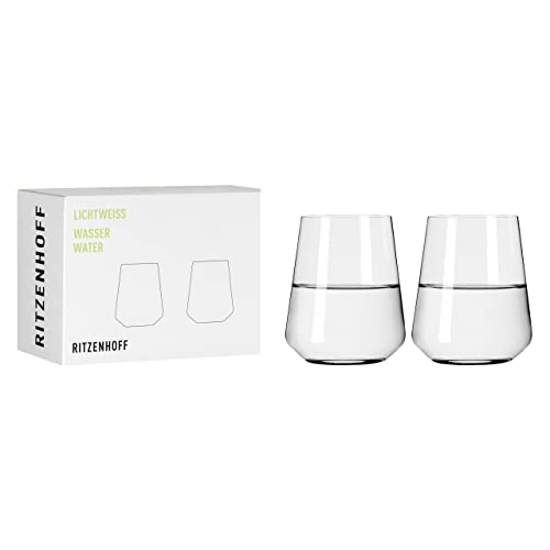 RITZENHOFF 6111007 Wasserglas 500 ml - Serie Lichtweiss - 2 Stück Trinkgläser im Geschenkset, stilvoll - Made in Germany von RITZENHOFF