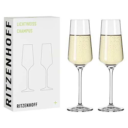 RITZENHOFF 6111008 – Champagnerglas 200 ml - Serie Lichtweiss 2 Stück, Set 3 mit Echt-Gold, für 200 ml – Made in Germany von RITZENHOFF