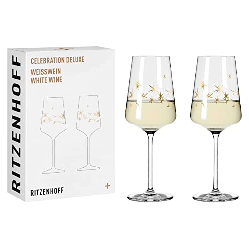 RITZENHOFF 6141012 Weißweinglas 400 ml - Serie Celebration Deluxe Set Nr. 3, 2 Stück, Echt-Gold - Made in Germany von RITZENHOFF