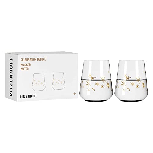 RITZENHOFF 6141013 Wasserglas 500 ml - Serie Celebration Deluxe Set Nr. 3, 2 Stück mit Echt-Gold - Made in Germany von RITZENHOFF
