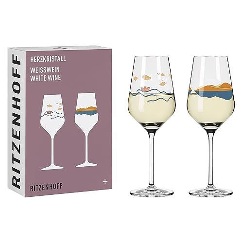 RITZENHOFF 6171001 Weißweinglas 300 ml - Serie Herzkristall - 2er Set mit Motiv in Roségold - Made in Germany von RITZENHOFF