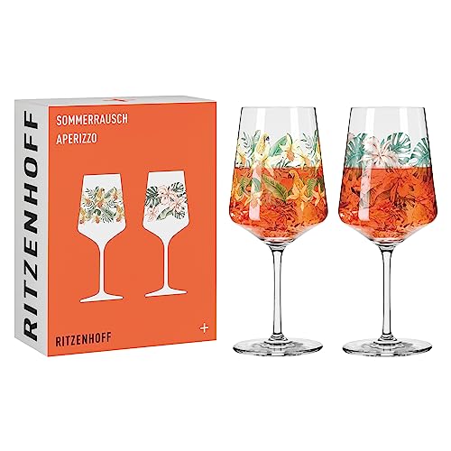 RITZENHOFF 6221001 Aperitif-Glas 2er-Set 500 ml - Serie Sommerrausch - floraler Stil, mehrfarbig - Made in Germany von RITZENHOFF