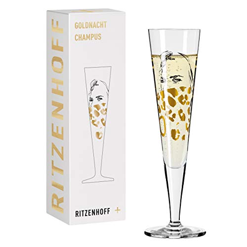 RITZENHOFF 1078281 Champagnerglas 200 ml – Serie Goldnacht Nr. 11 – Edles Designerstück mit Echt-Gold – Made in Germany von RITZENHOFF